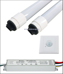100-277/347V T8 Tube/Driver/Sensor Sets - 2 x 8ft.(72W) LED Tubes + Driver + Sensor R17d Base
